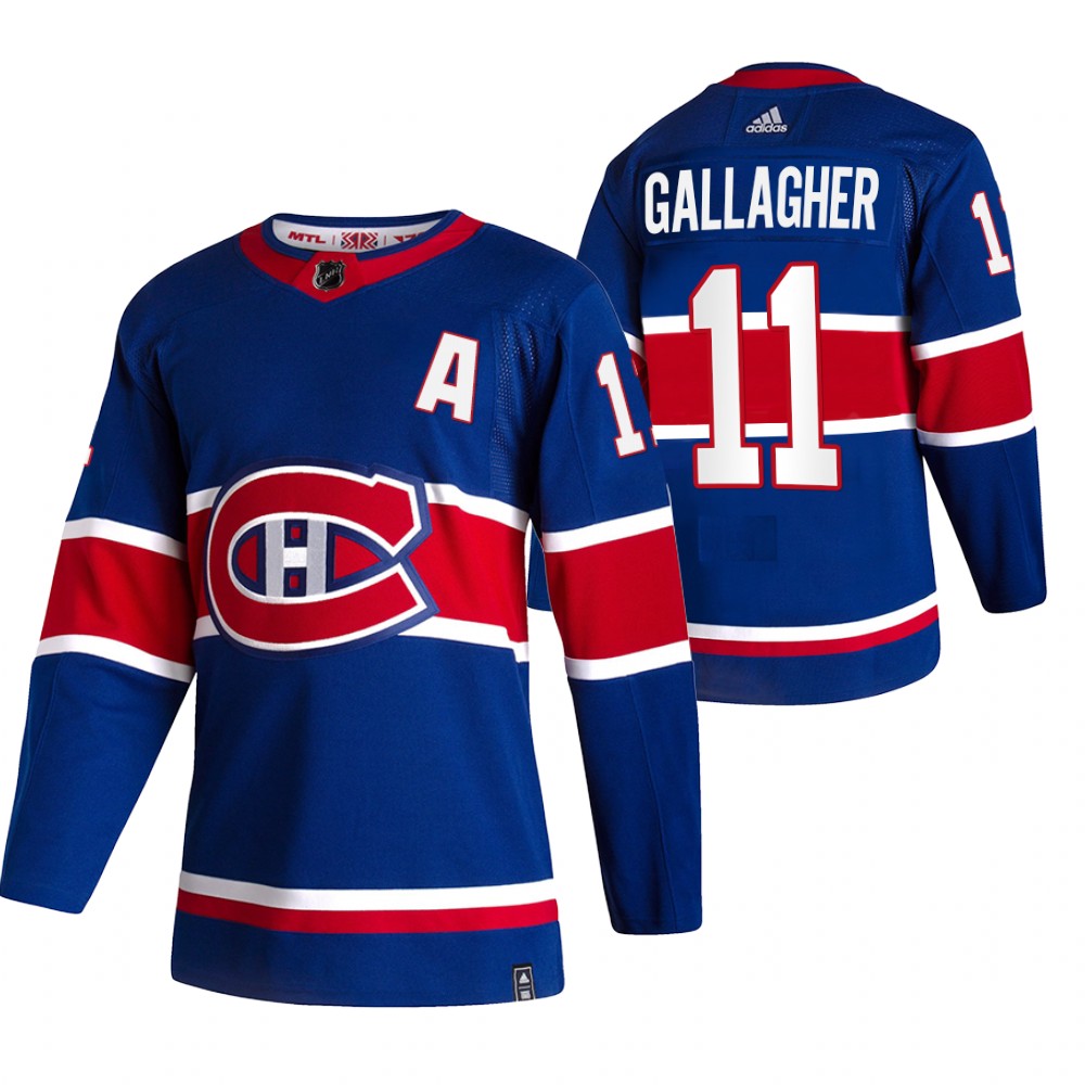 Cheap 2021 Adidias Montreal Canadiens 11 Brendan Gallagher Blue Men Reverse Retro Alternate NHL Jersey